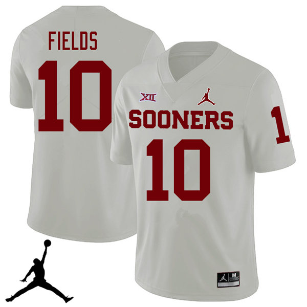 Jordan Brand Men #10 Patrick Fields Oklahoma Sooners 2018 College Football Jerseys Sale-White - Click Image to Close